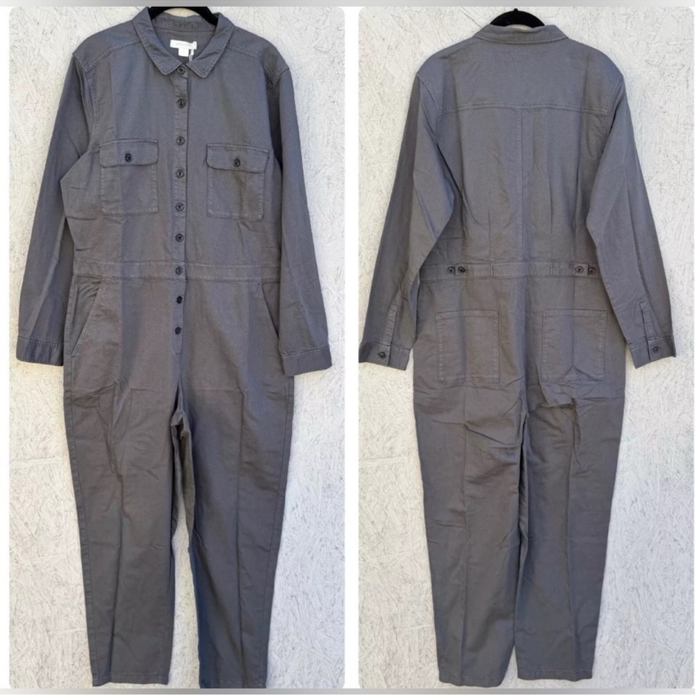 Outerknown SEA suit storm gray long sleeve utility jumpsuit linen blend NWT Sz S - Picture 9 of 16